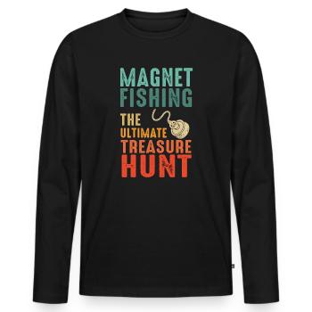 Neodymium Magnet Fishing Magnetic Fisher - Men's Premium Organic Long Sleeve Shirt - black - Front - Nico (187cm)
