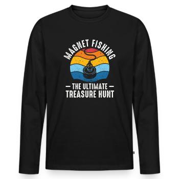 Neodymium Magnet Fishing Magnetic Fisher - Men's Premium Organic Long Sleeve Shirt - black - Front - Nico (187cm)
