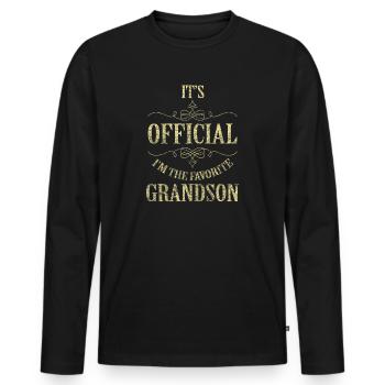 C'est officiel, je suis le petit-fils préféré - T-shirt manches longues Premium bio Homme - noir - Devant - Nico (187cm)