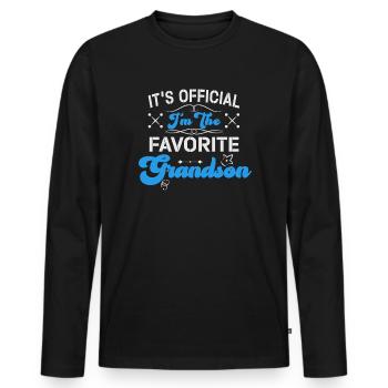 C'est officiel, je suis le petit-fils préféré - T-shirt manches longues Premium bio Homme - noir - Devant - Nico (187cm)