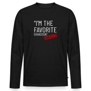 C'est officiel, je suis le petit-fils préféré - T-shirt manches longues Premium bio Homme - noir - Devant - Nico (187cm)