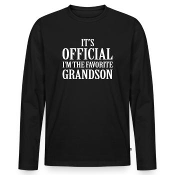 C'est officiel, je suis le petit-fils préféré - T-shirt manches longues Premium bio Homme - noir - Devant - Nico (187cm)