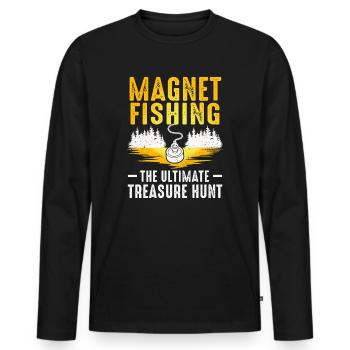 Neodymium Magnet Fishing Magnetic Fisher - Men's Premium Organic Long Sleeve Shirt - black - Front - Nico (187cm)