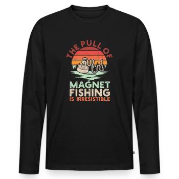 Neodymium Magnet Fishing Magnetic Fisher - Men's Premium Organic Long Sleeve Shirt - black - Front - Nico (187cm)