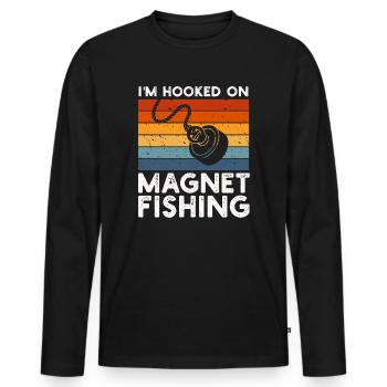 Neodymium Magnet Fishing Magnetic Fisher - Men's Premium Organic Long Sleeve Shirt - black - Front - Nico (187cm)
