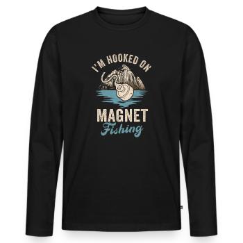Neodymium Magnet Fishing Magnetic Fisher - Men's Premium Organic Long Sleeve Shirt - black - Front - Nico (187cm)