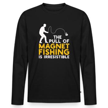 Neodymium Magnet Fishing Magnetic Fisher - Men's Premium Organic Long Sleeve Shirt - black - Front - Nico (187cm)