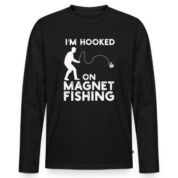 Neodymium Magnet Fishing Magnetic Fisher - Men's Premium Organic Long Sleeve Shirt - black - Front - Nico (187cm)