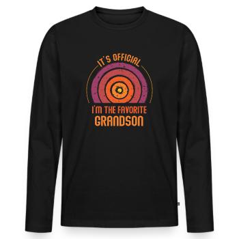 C’est officiel Je suis le petit-fils préféré - T-shirt manches longues Premium bio Homme - noir - Devant - Nico (187cm)