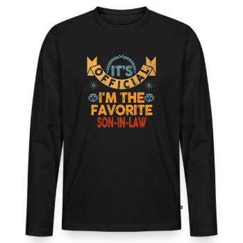 C’est le gendre préféré officiel - T-shirt manches longues Premium bio Homme - noir - Devant - Nico (187cm)