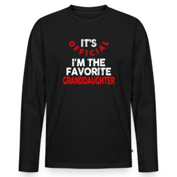 Je suis la petite-fille préférée - T-shirt manches longues Premium bio Homme - noir - Devant - Nico (187cm)