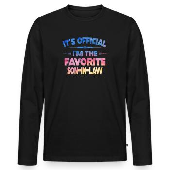 C’est le gendre préféré officiel - T-shirt manches longues Premium bio Homme - noir - Devant - Nico (187cm)
