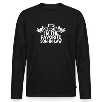 C’est le gendre préféré officiel - T-shirt manches longues Premium bio Homme - noir - Devant - Nico (187cm)