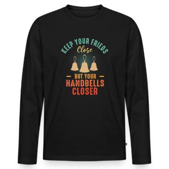 Chorale Instrument de musique Cloche à main Chorale - T-shirt manches longues Premium bio Homme - noir - Devant - Nico (187cm)