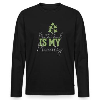Mutterschaft ist mein Dienst - Männer Premium Bio Langarmshirt - Schwarz - Vorne - Nico (187cm)