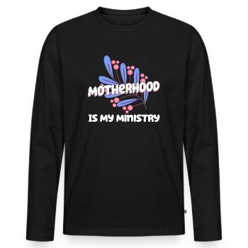 Mutterschaft ist mein Dienst - Männer Premium Bio Langarmshirt - Schwarz - Vorne - Nico (187cm)