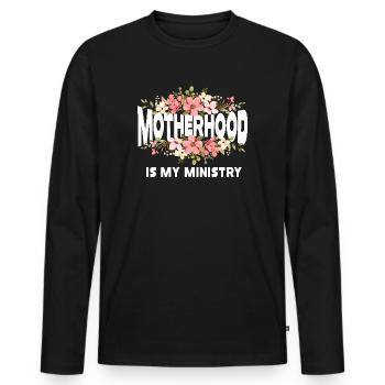 Mutterschaft ist mein Dienst - Männer Premium Bio Langarmshirt - Schwarz - Vorne - Nico (187cm)