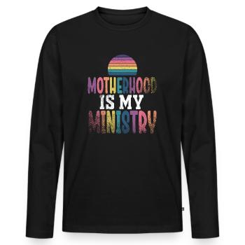Mutterschaft ist mein Dienst - Männer Premium Bio Langarmshirt - Schwarz - Vorne - Nico (187cm)