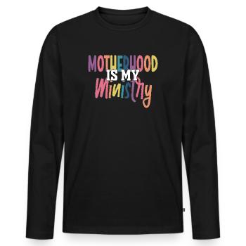 Mutterschaft ist mein Dienst - Männer Premium Bio Langarmshirt - Schwarz - Vorne - Nico (187cm)