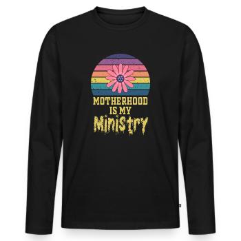 Mutterschaft ist mein Dienst - Männer Premium Bio Langarmshirt - Schwarz - Vorne - Nico (187cm)