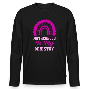 Mutterschaft ist mein Dienst - Männer Premium Bio Langarmshirt - Schwarz - Vorne - Nico (187cm)