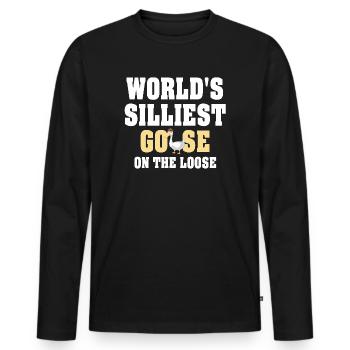 Die dümmste Gans der Welt auf freiem Fuß - Männer Premium Bio Langarmshirt - Schwarz - Vorne - Nico (187cm)