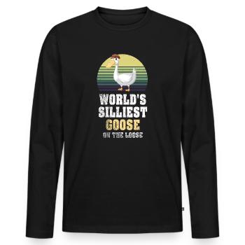 Die dümmste Gans der Welt auf freiem Fuß - Männer Premium Bio Langarmshirt - Schwarz - Vorne - Nico (187cm)