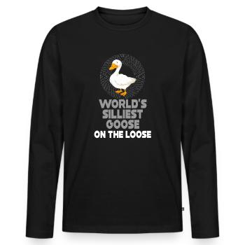 Die dümmste Gans der Welt auf freiem Fuß - Männer Premium Bio Langarmshirt - Schwarz - Vorne - Nico (187cm)