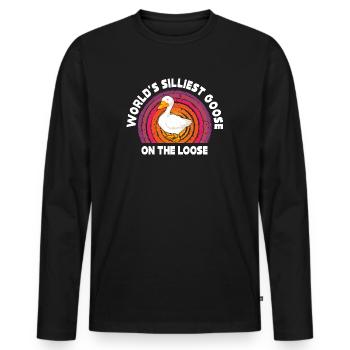 Die dümmste Gans der Welt auf freiem Fuß - Männer Premium Bio Langarmshirt - Schwarz - Vorne - Nico (187cm)