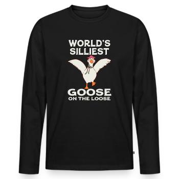 Die dümmste Gans der Welt auf freiem Fuß - Männer Premium Bio Langarmshirt - Schwarz - Vorne - Nico (187cm)