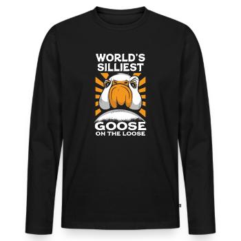 Die dümmste Gans der Welt auf freiem Fuß - Männer Premium Bio Langarmshirt - Schwarz - Vorne - Nico (187cm)