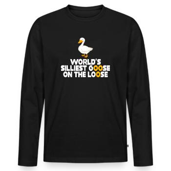Die dümmste Gans der Welt auf freiem Fuß - Männer Premium Bio Langarmshirt - Schwarz - Vorne - Nico (187cm)