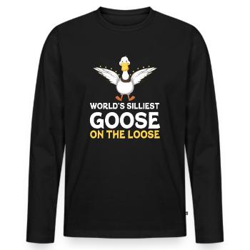 Worlds Silliest Goose On The Loose - Men's Premium Organic Long Sleeve Shirt - black - Front - Nico (187cm)