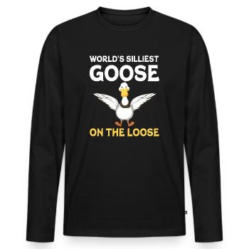 Worlds Silliest Goose On The Loose - Men's Premium Organic Long Sleeve Shirt - black - Front - Nico (187cm)