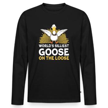 Worlds Silliest Goose On The Loose - Men's Premium Organic Long Sleeve Shirt - black - Front - Nico (187cm)