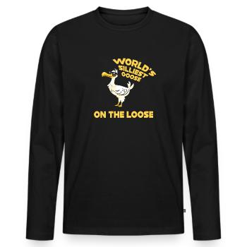 Die dümmste Gans der Welt auf freiem Fuß - Männer Premium Bio Langarmshirt - Schwarz - Vorne - Nico (187cm)