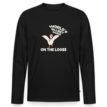 Die dümmste Gans der Welt auf freiem Fuß - Männer Premium Bio Langarmshirt - Schwarz - Vorne - Nico (187cm)