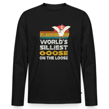 Die dümmste Gans der Welt auf freiem Fuß - Männer Premium Bio Langarmshirt - Schwarz - Vorne - Nico (187cm)