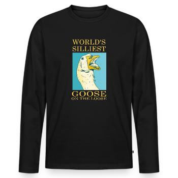 Die dümmste Gans der Welt auf freiem Fuß - Männer Premium Bio Langarmshirt - Schwarz - Vorne - Nico (187cm)