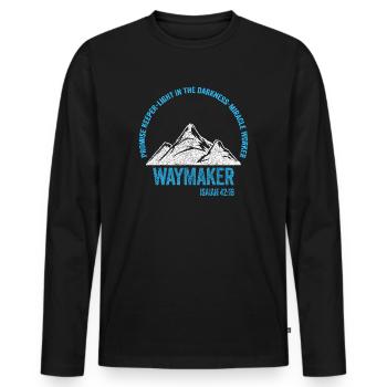 Waymaker Promise Keeper Miracle Worker - Men's Premium Organic Long Sleeve Shirt - black - Front - Nico (187cm)