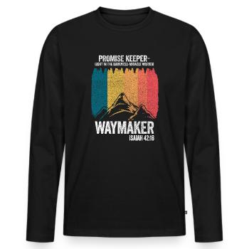 Waymaker Promise Keeper Miracle Worker - Men's Premium Organic Long Sleeve Shirt - black - Front - Nico (187cm)