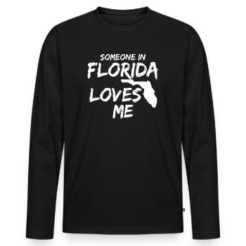 Jemand in Florida liebt mich - Männer Premium Bio Langarmshirt - Schwarz - Vorne - Nico (187cm)
