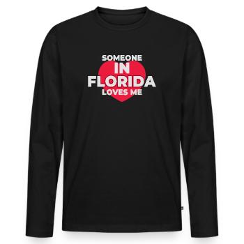 Jemand in Florida liebt mich - Männer Premium Bio Langarmshirt - Schwarz - Vorne - Nico (187cm)