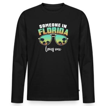 Jemand in Florida liebt mich - Männer Premium Bio Langarmshirt - Schwarz - Vorne - Nico (187cm)