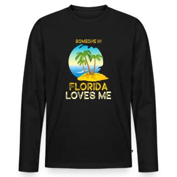 Jemand in Florida liebt mich - Männer Premium Bio Langarmshirt - Schwarz - Vorne - Nico (187cm)