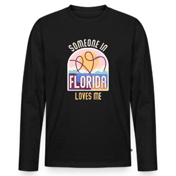 Jemand in Florida liebt mich - Männer Premium Bio Langarmshirt - Schwarz - Vorne - Nico (187cm)