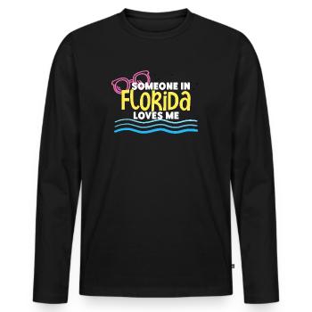 Jemand in Florida liebt mich - Männer Premium Bio Langarmshirt - Schwarz - Vorne - Nico (187cm)