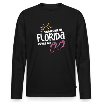Jemand in Florida liebt mich - Männer Premium Bio Langarmshirt - Schwarz - Vorne - Nico (187cm)