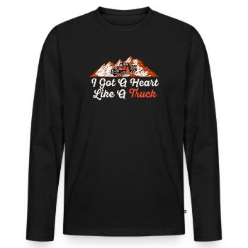Ich habe ein Herz wie ein Truck - Männer Premium Bio Langarmshirt - Schwarz - Vorne - Nico (187cm)