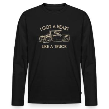 Ich habe ein Herz wie ein Truck - Männer Premium Bio Langarmshirt - Schwarz - Vorne - Nico (187cm)